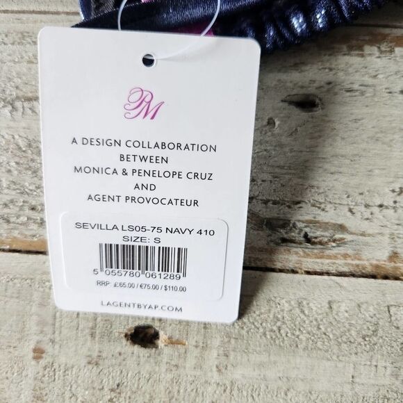 NWT L’AGENT BY AGENT PROVOCATEUR Sevilla Bikini Top  Metallic NAVY Size Small - Picture 4 of 5